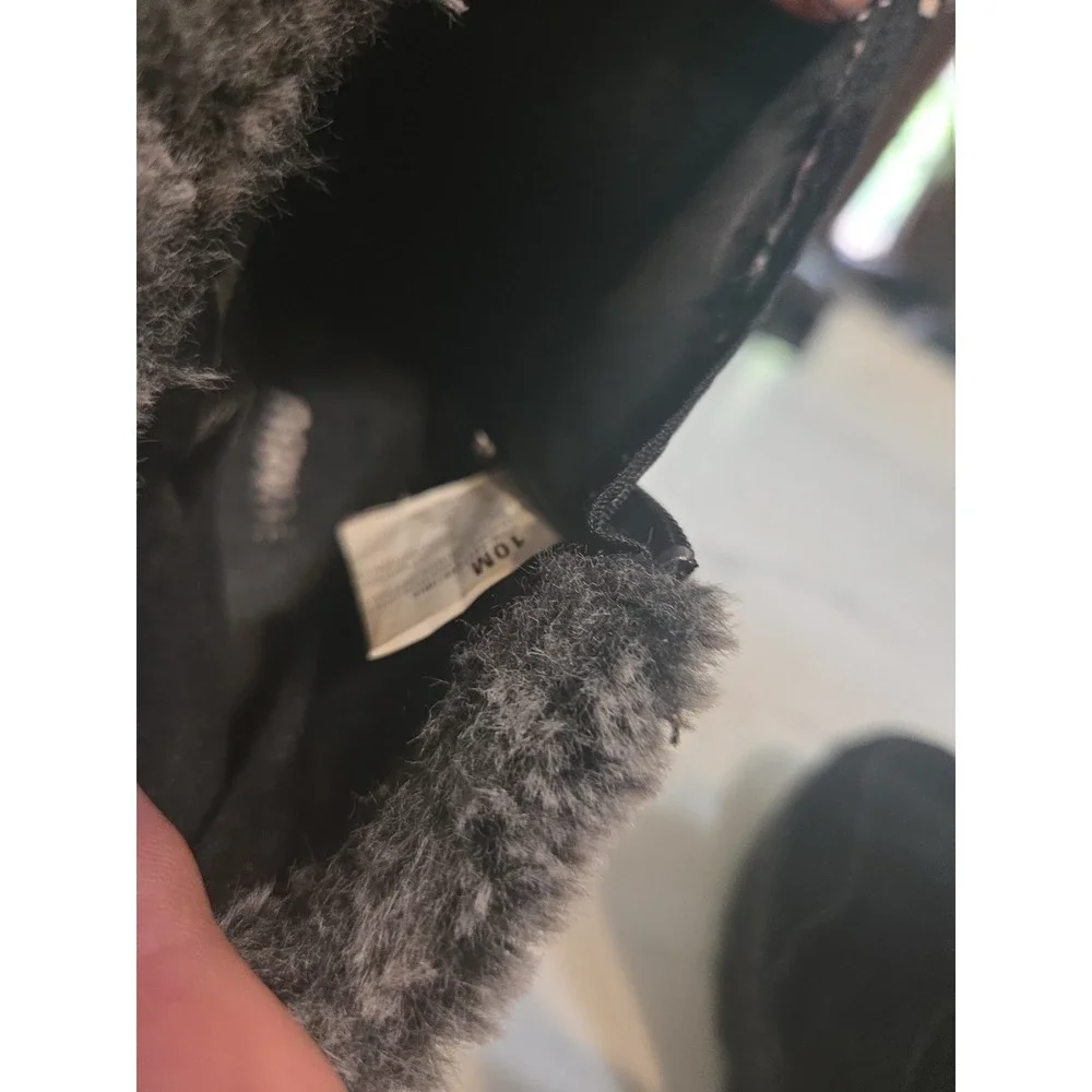 Khombu Iris Women 10m Winter Snow Boots Black Suede Faux Fur Side Zip...